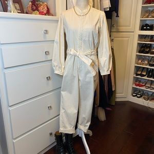JCrew Jumpsuit w/Front Hidden Gold Zipper, Tie at Waist, 3/4 sleeve.  Size 4